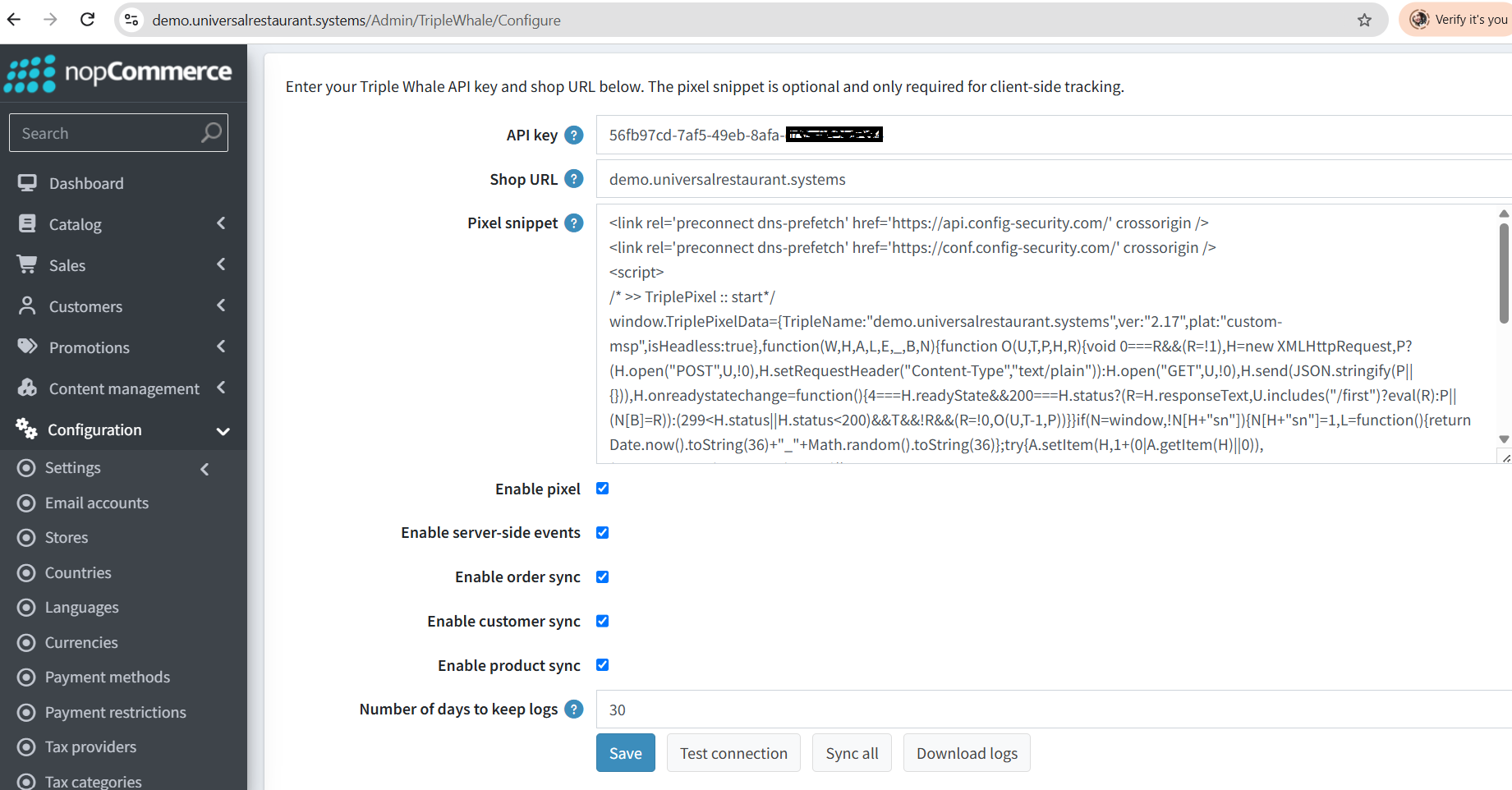 Plugin fully configured