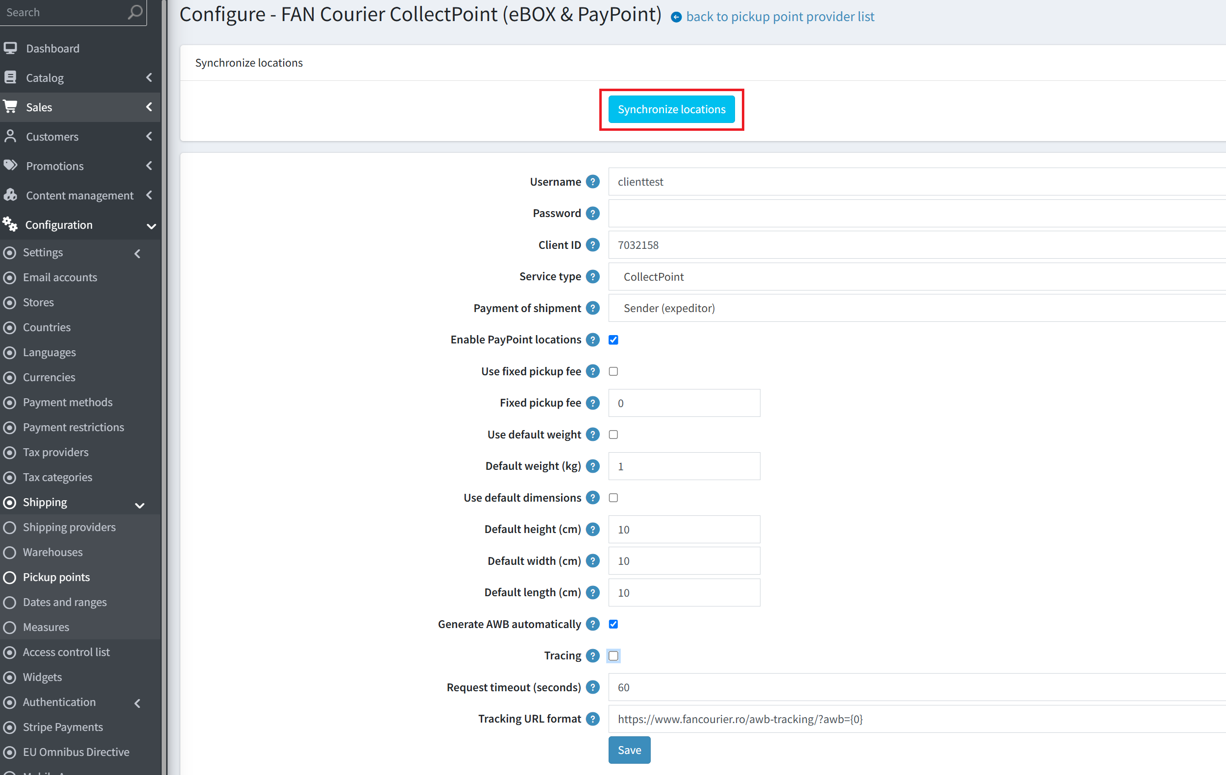 Synchronize locations button